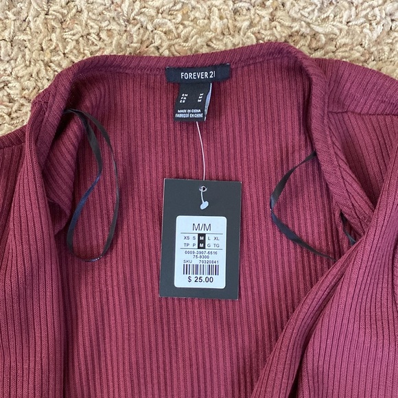 NWT maroon long flowing cardigan forever 21 size medium - Picture 2 of 3